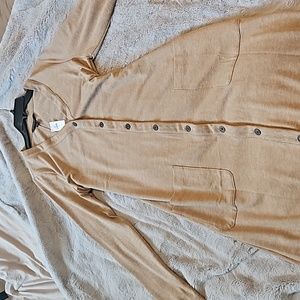 Tan , long sleeve cardigan (md)